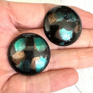 Black and blue circle post earrings